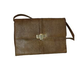 Jay Herbert New York Vintage Snakeskin Purse Clutch with Removable Strap Brown c